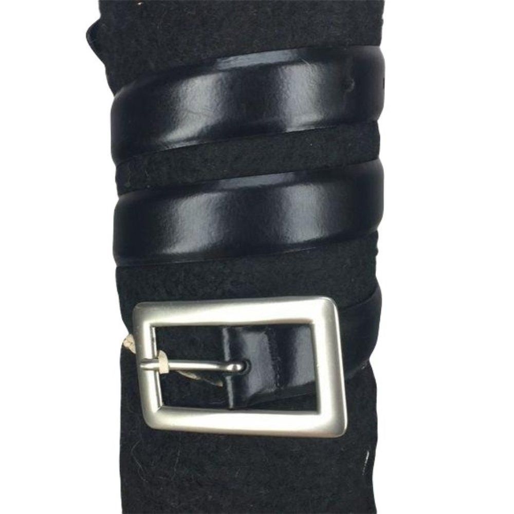 Perry Ellis Black‎ kids Genuine Leather Belt Solid brass buckle size Small